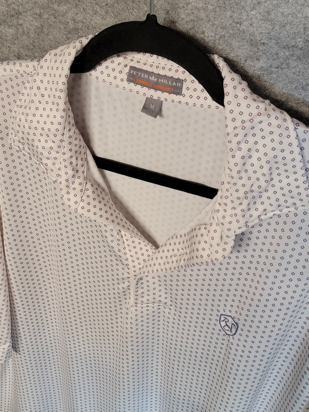 Peter Millar Summer Comfort Polo In White And Purple Size Medium - Picture 2 of 9